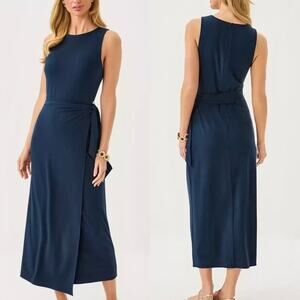 Lilly Pulitzer Estela Navy Wrap Midi Dress Small
